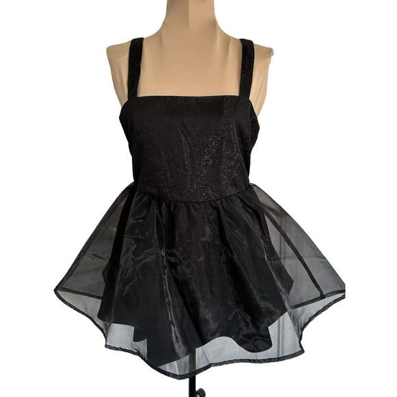 Anthropologie English Factory Women’s Black Sparkle Glitter Empire Tulle… - Picture 1 of 8